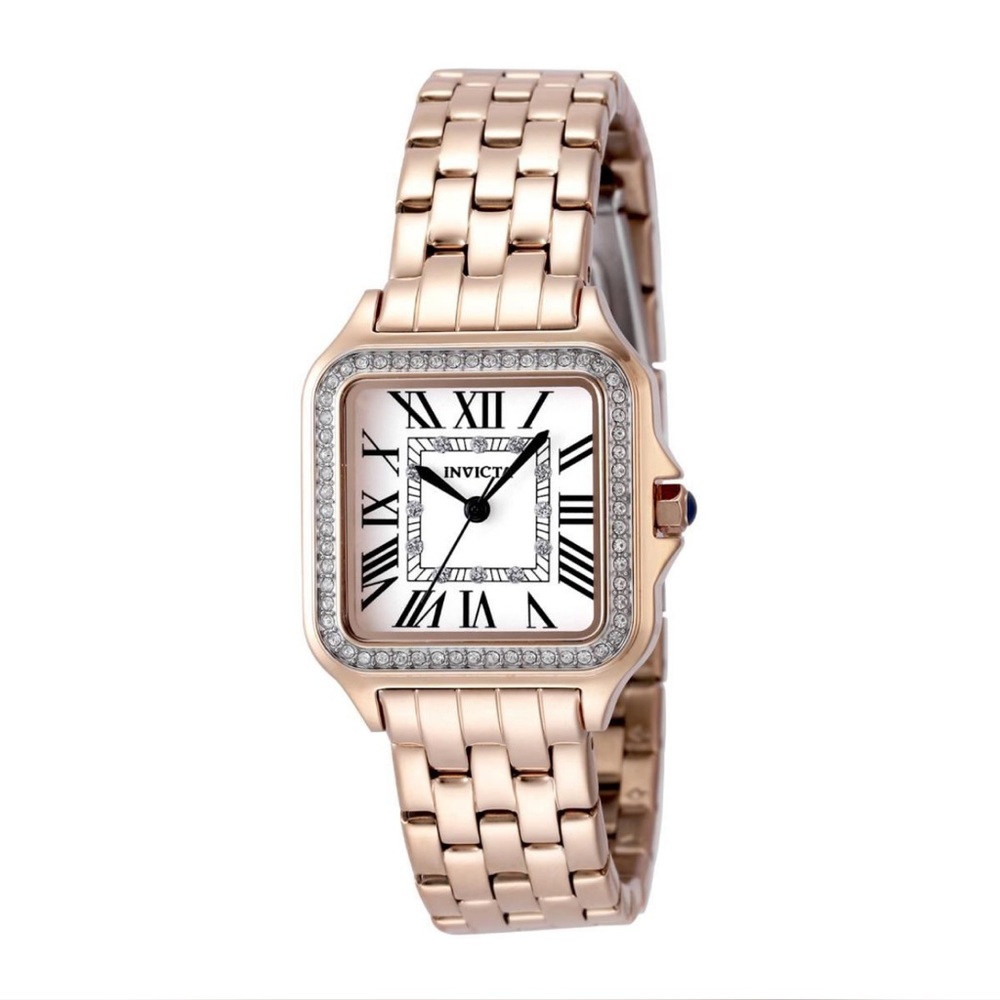 Invicta Women’s Rose Gold Square Crystal-Accent Bracelet Watch
